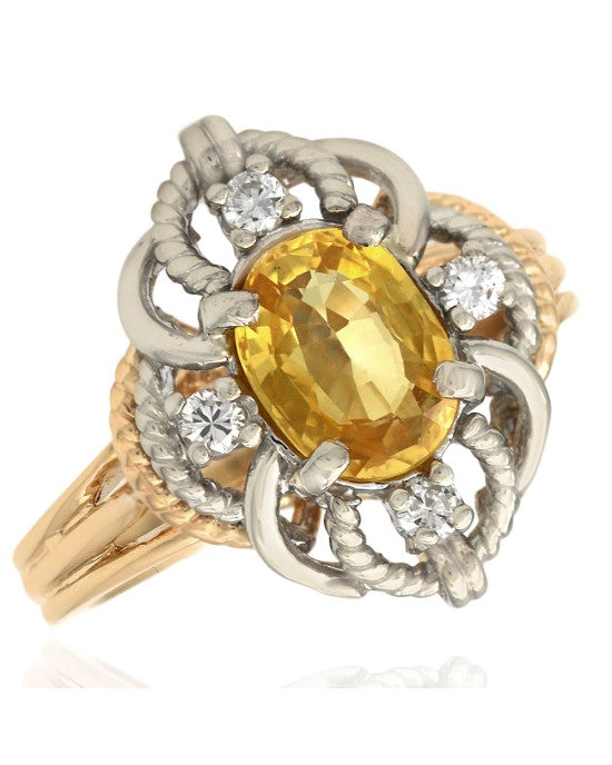 Yellow Sapphire and Diamond Accent Ring