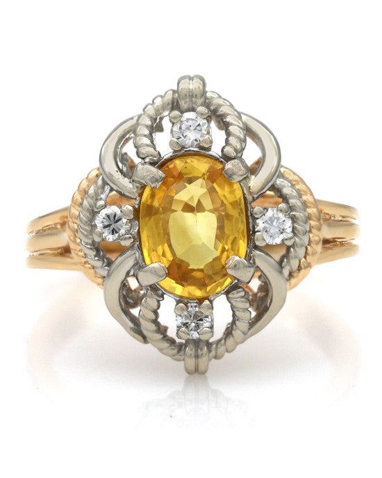 Yellow Sapphire and Diamond Accent Ring