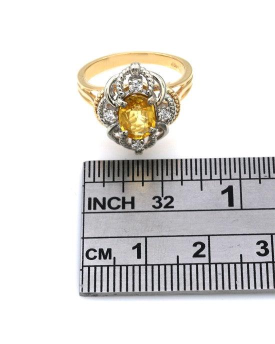 Yellow Sapphire and Diamond Accent Ring