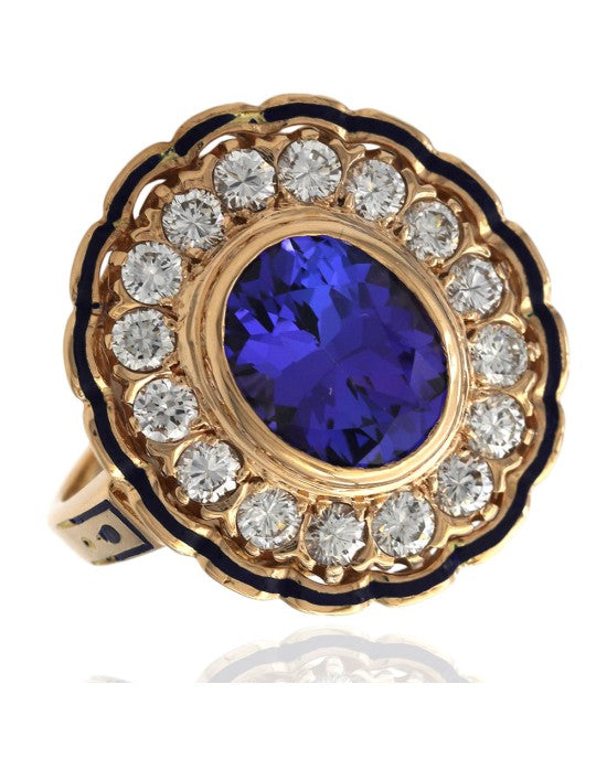 Tanzanite and Diamond Halo Ring