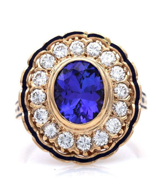 Tanzanite and Diamond Halo Ring