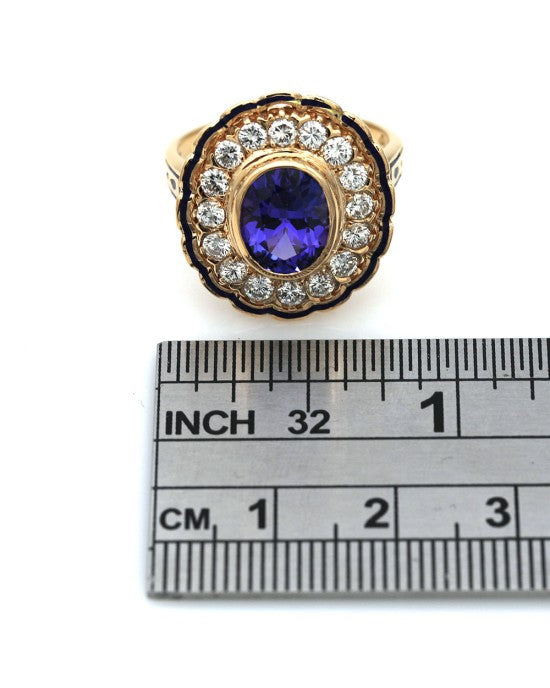 Tanzanite and Diamond Halo Ring