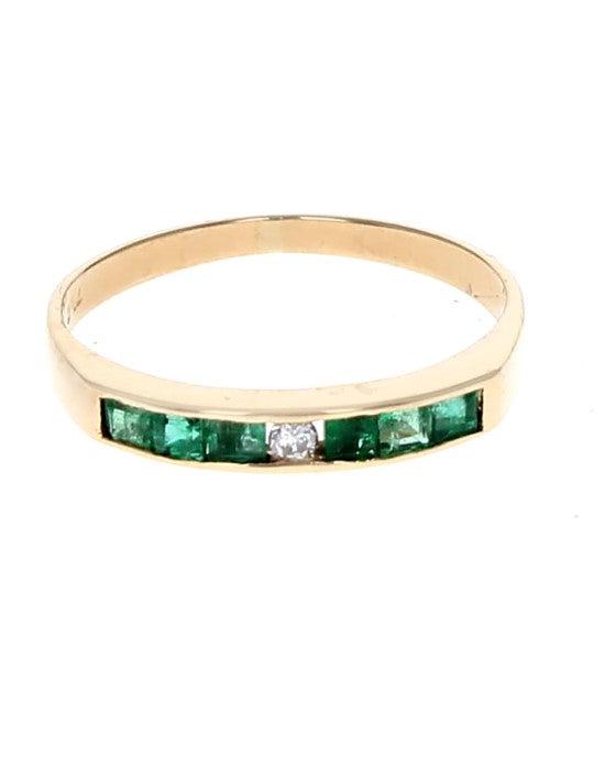 Emerald and Diamond Band Ring