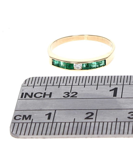 Emerald and Diamond Band Ring