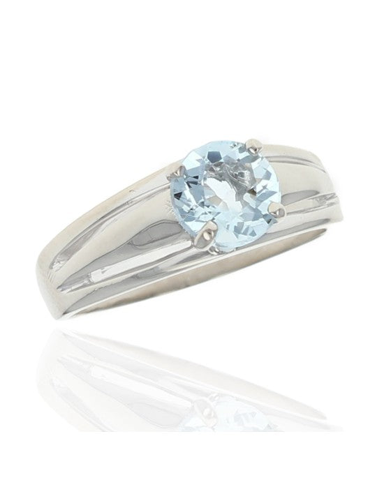 Aquamarine Solitaire Tapered Ring