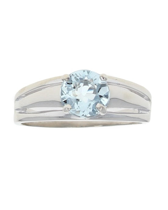 Aquamarine Solitaire Tapered Ring