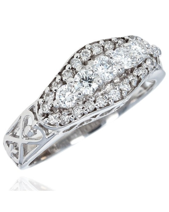 3 Row Diamond Ring in Gold