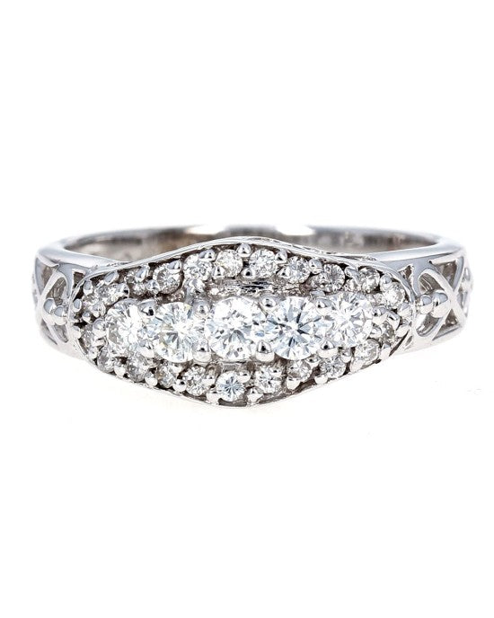 3 Row Diamond Ring in Gold