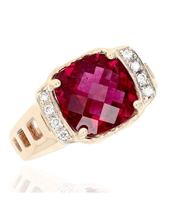 Rubellite Tourmaline and Diamond Accent Ring