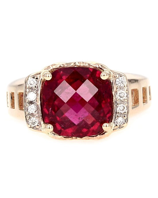 Rubellite Tourmaline and Diamond Accent Ring