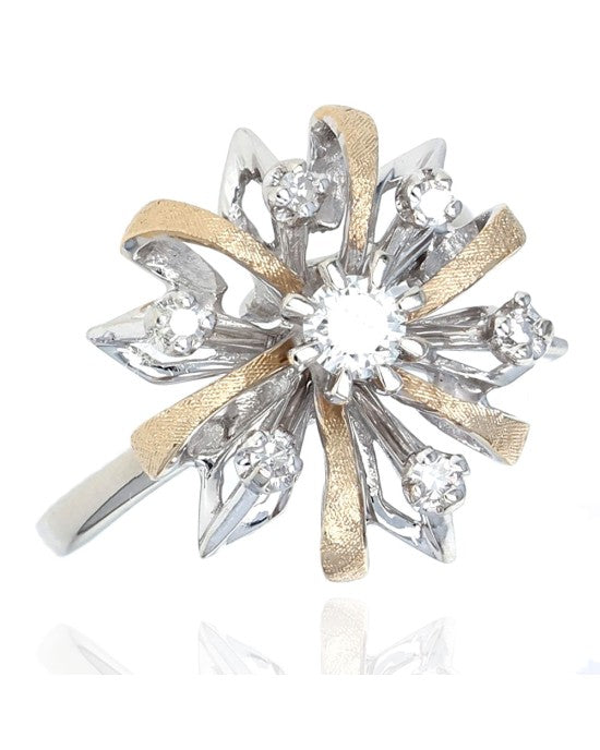 Diamond Cluster Ring in White and Yellow Gold