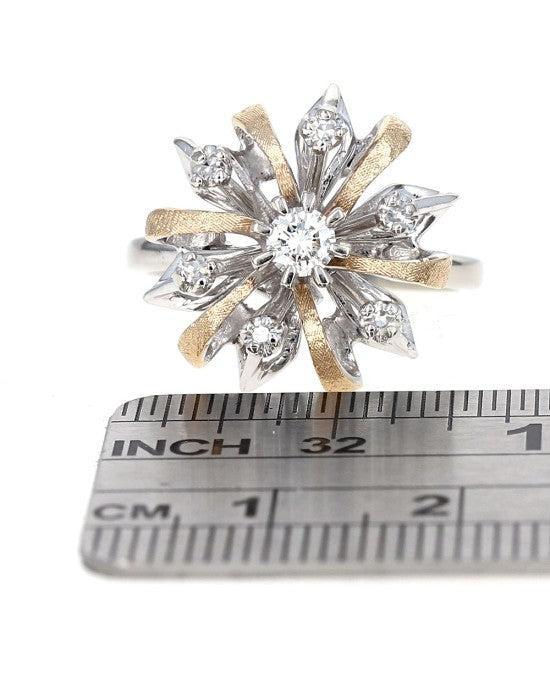 Diamond Cluster Ring in White and Yellow Gold