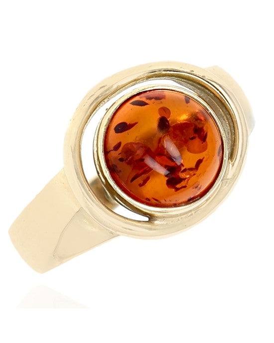Amber Cabochon Orbit Ring