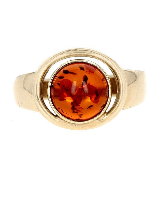 Amber Cabochon Orbit Ring