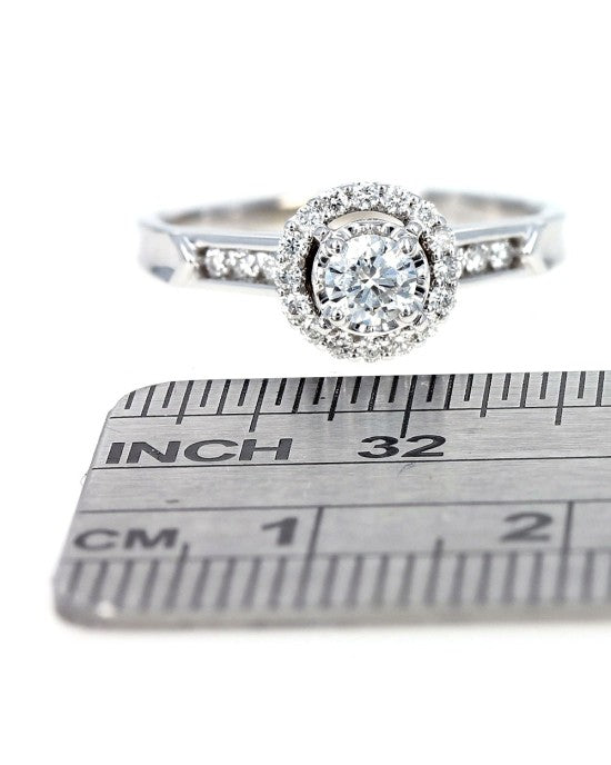 Diamond Halo Engagement Ring in White Gold