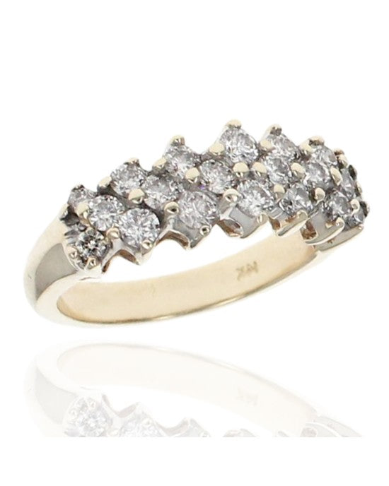 3 Row Diamond Band Ring
