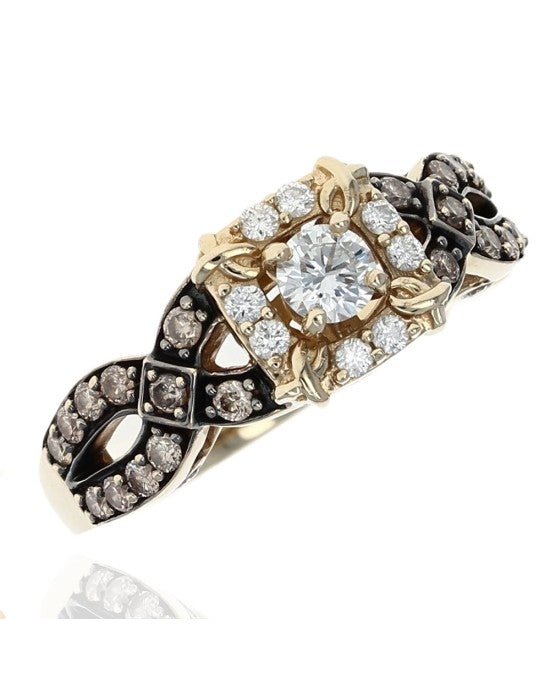 Levian Diamond Antiqued Aquare Top Ring