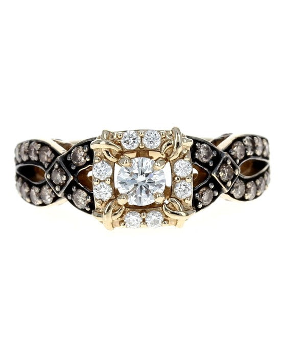 Levian Diamond Antiqued Aquare Top Ring