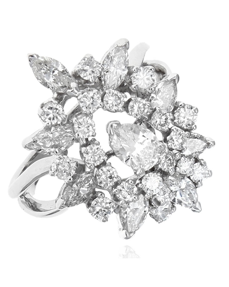 Diamond Snowflake Cluster Ring