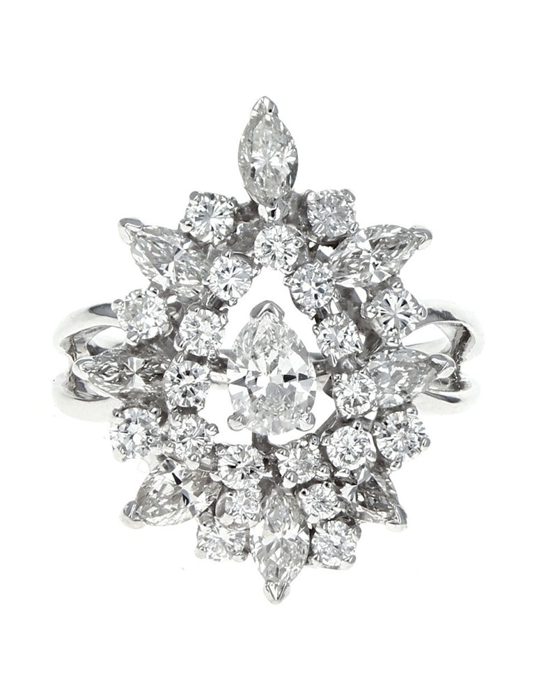 Diamond Snowflake Cluster Ring