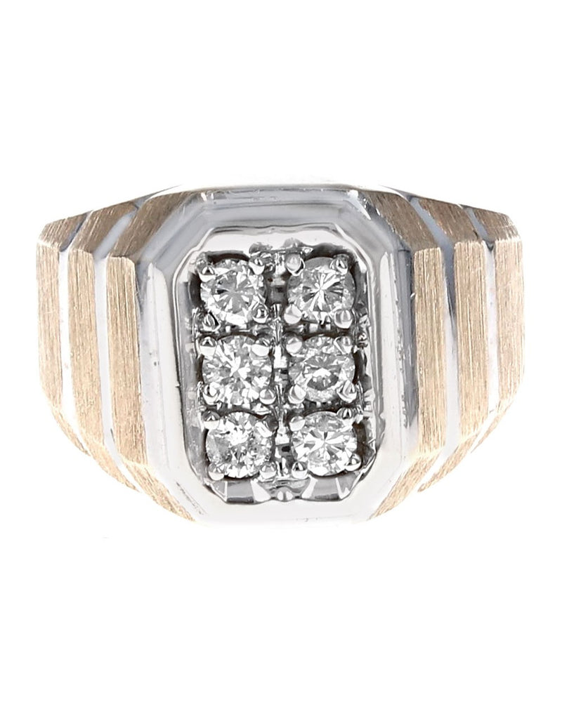 Gentlemans 6 Diamond Grooved Ring