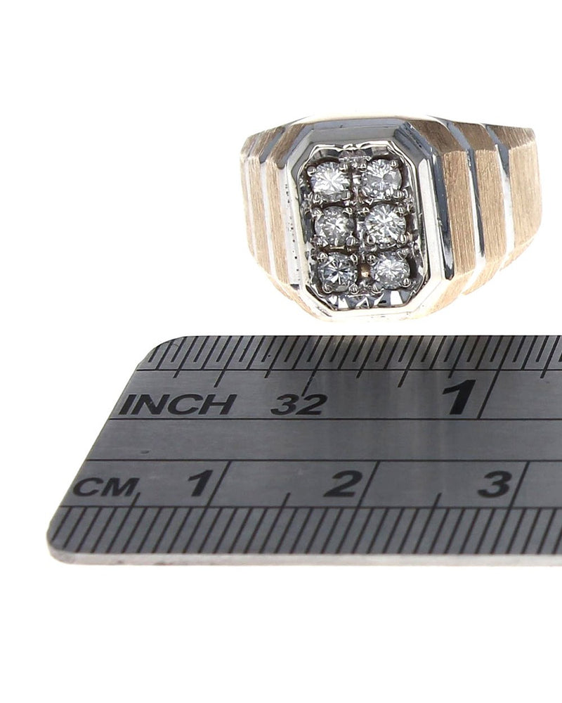 Gentlemans 6 Diamond Grooved Ring