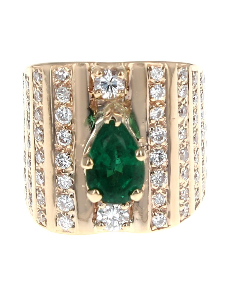 Pear Emerald and Diamond Fashion Ring