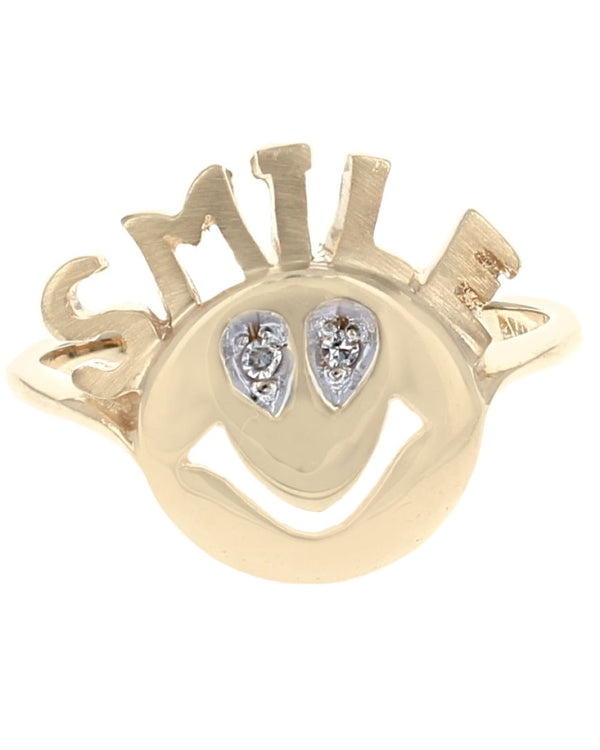 Smile Ring with Diamond Eyes