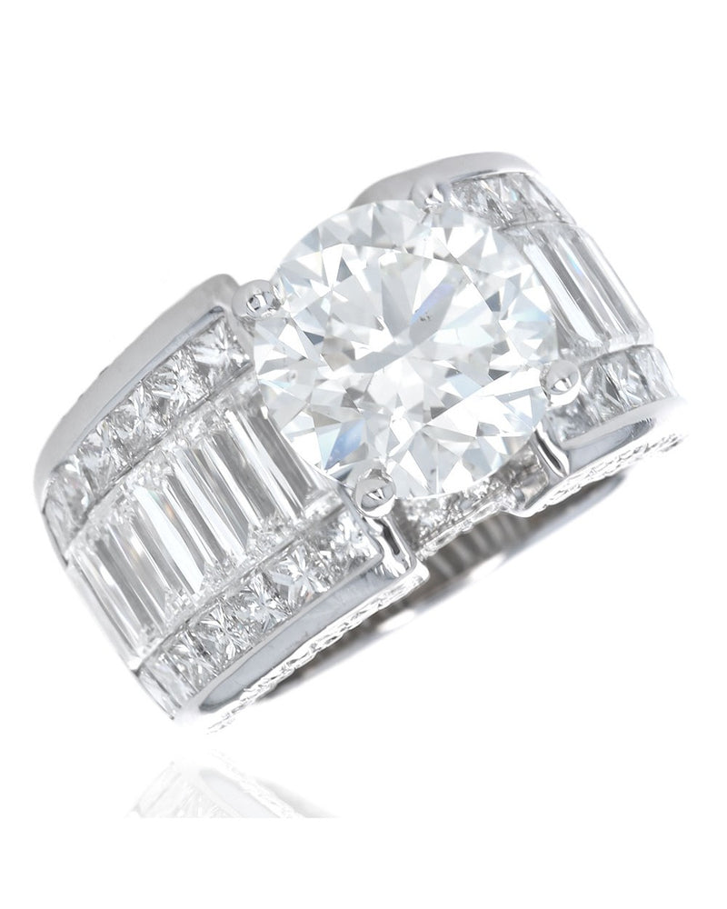 GIA Certified Round Brilliant Cut Diamond Solitaire Ring in 18KW