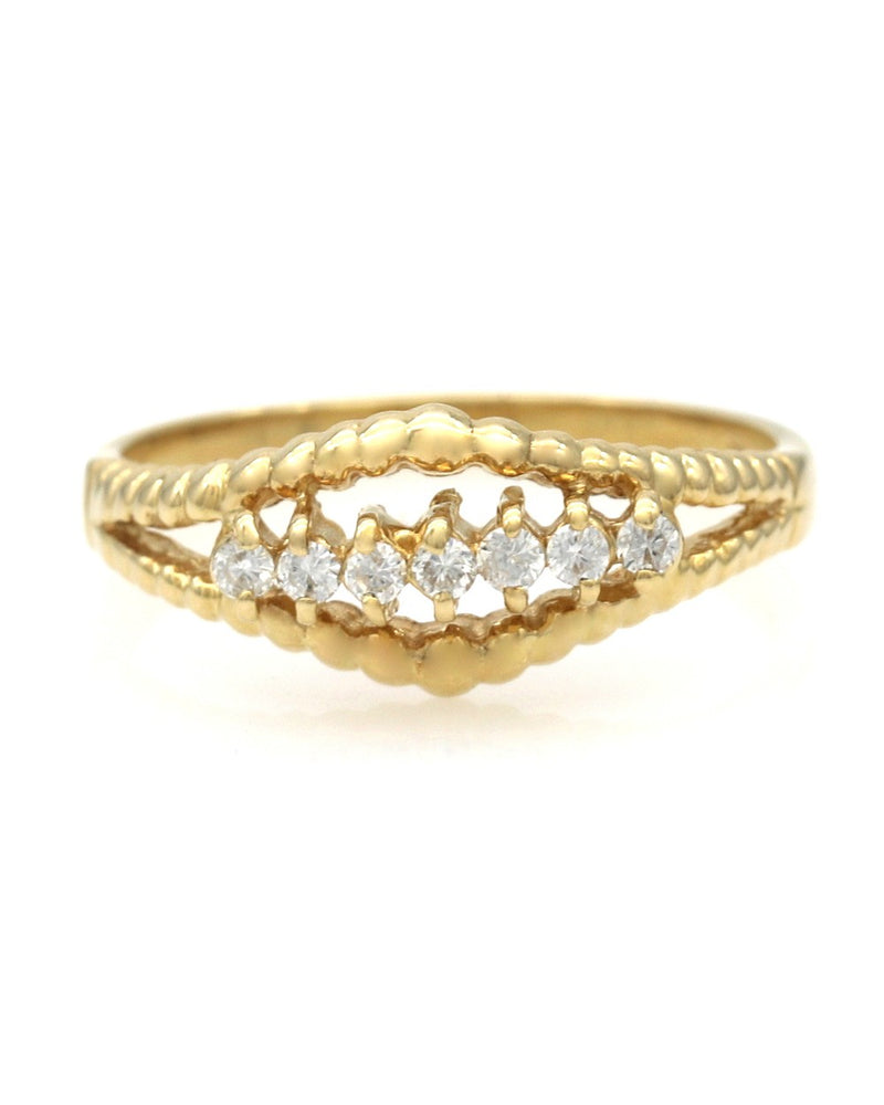 7 Stone Diamond Rope Accent Ring