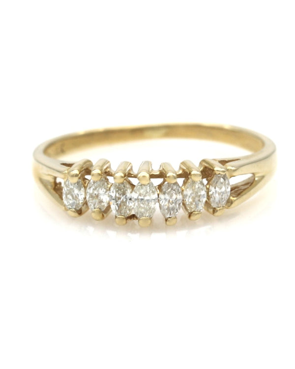 Marquise Diamond Rooftop Ring in Gold