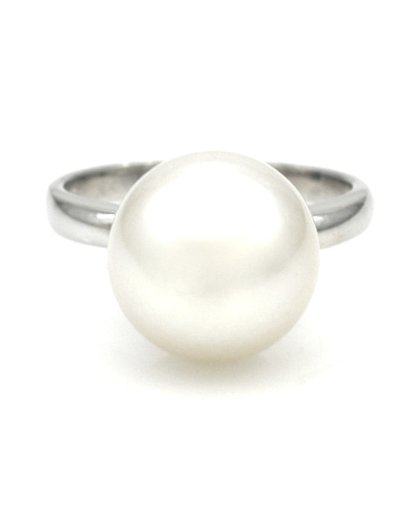 White South Sea Pearl and Diamond Accent Ring