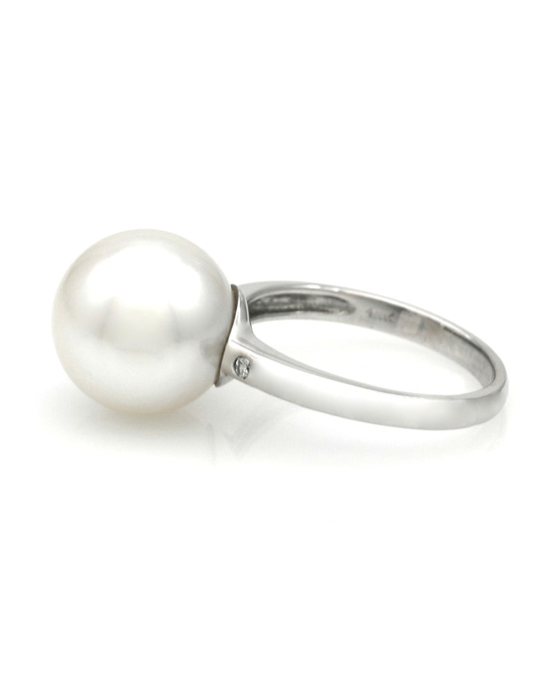 White South Sea Pearl and Diamond Accent Ring