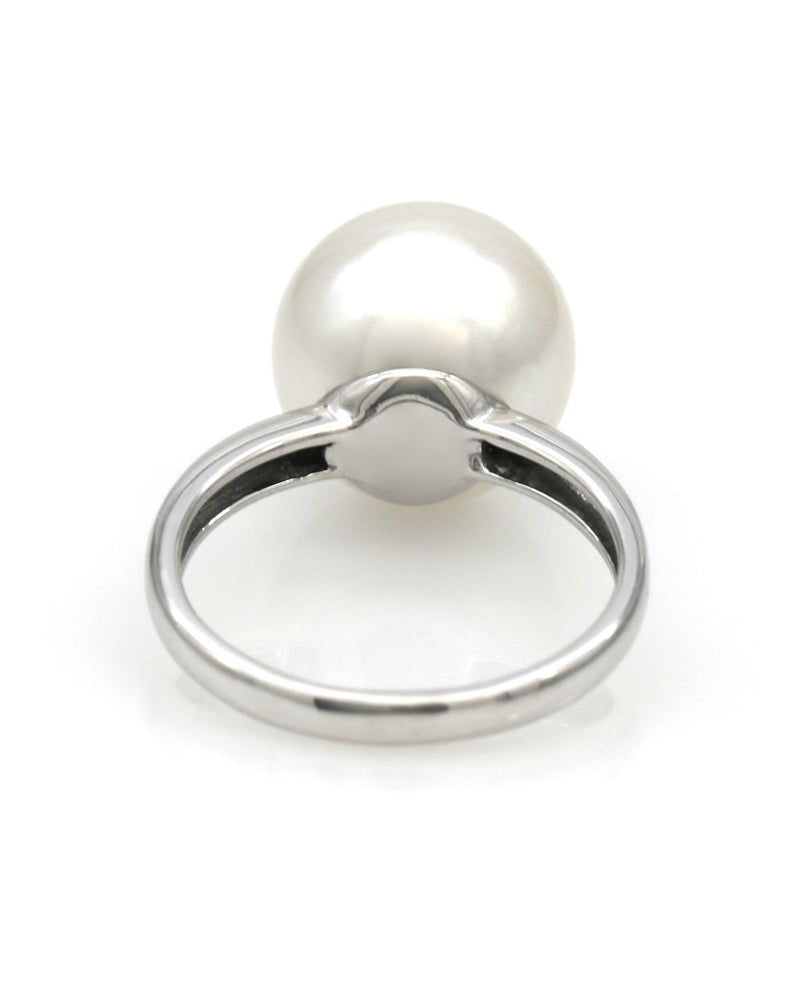 White South Sea Pearl and Diamond Accent Ring