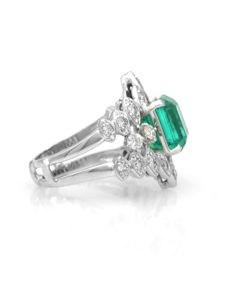 Emerald and Diamond Chevron Fashion Ring