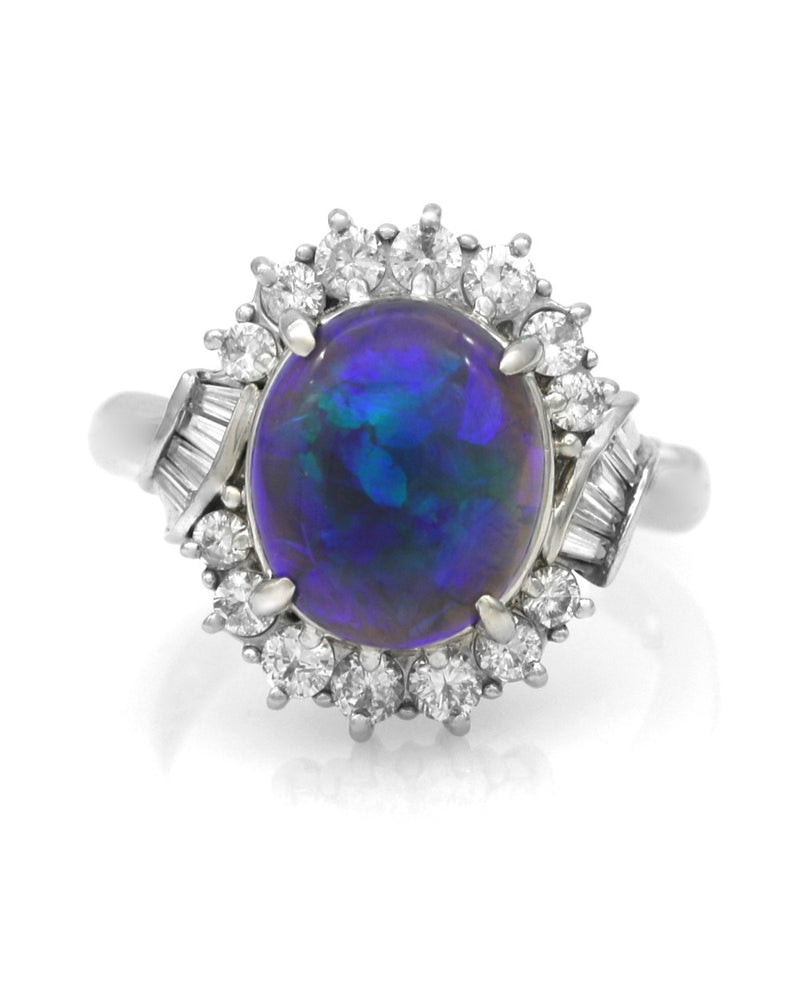 Black Opal and Diamond Fashion Ring