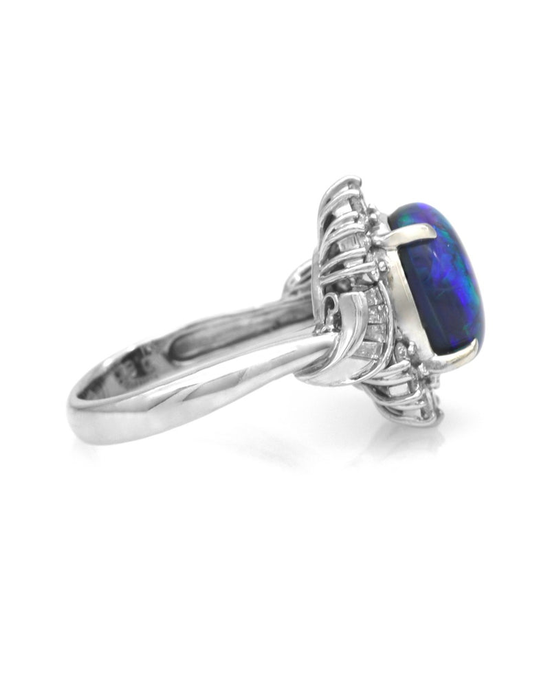 Black Opal and Diamond Fashion Ring