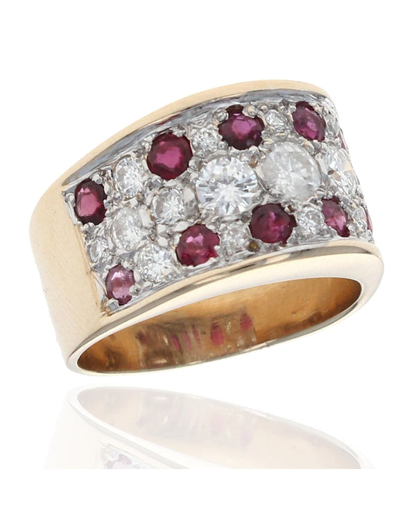 3 Row Alternating Ruby and Diamond Band