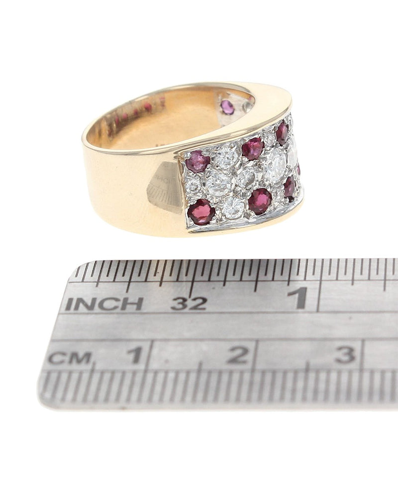 3 Row Alternating Ruby and Diamond Band