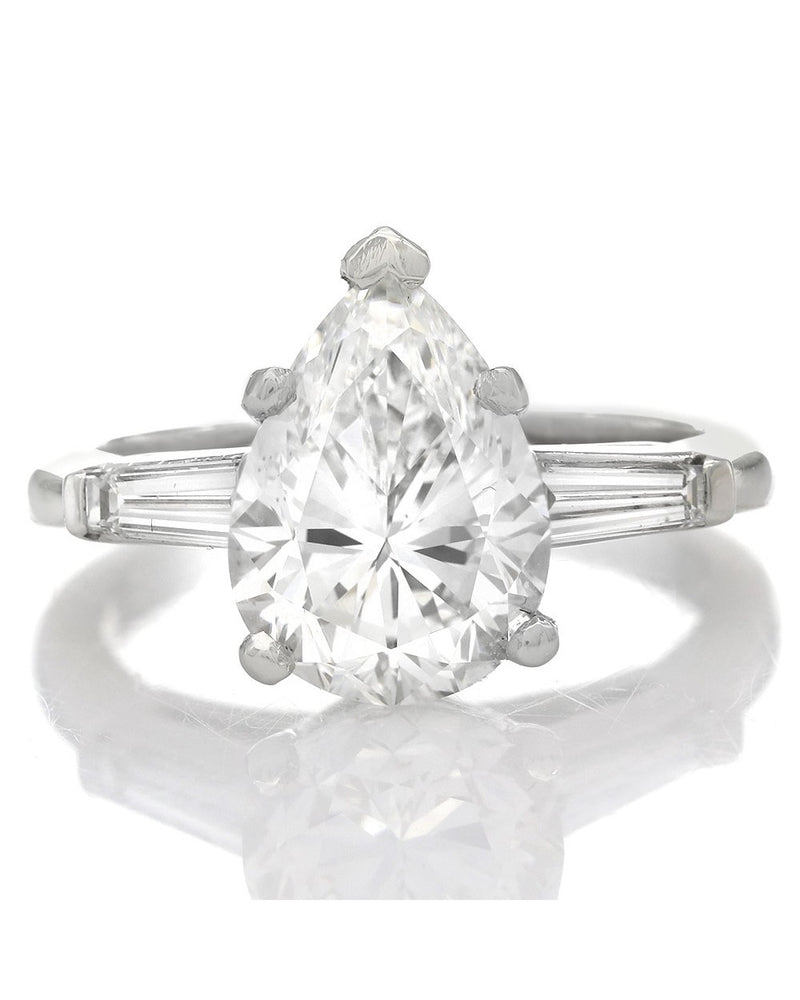 GIA Certified Pear Cut Diamond Solitaire Ring in Platinum