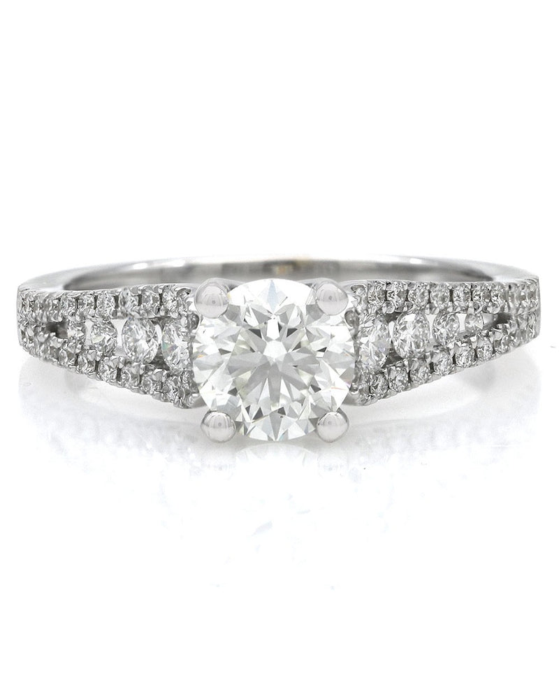 GIA Certified Round Brilliant Cut Diamond Solitaire Ring in 18KW