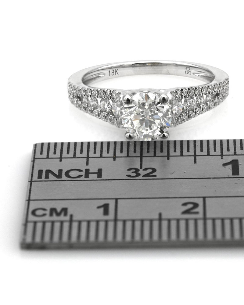 GIA Certified Round Brilliant Cut Diamond Solitaire Ring in 18KW