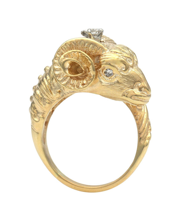 Rams Head Diamond Accent Ring
