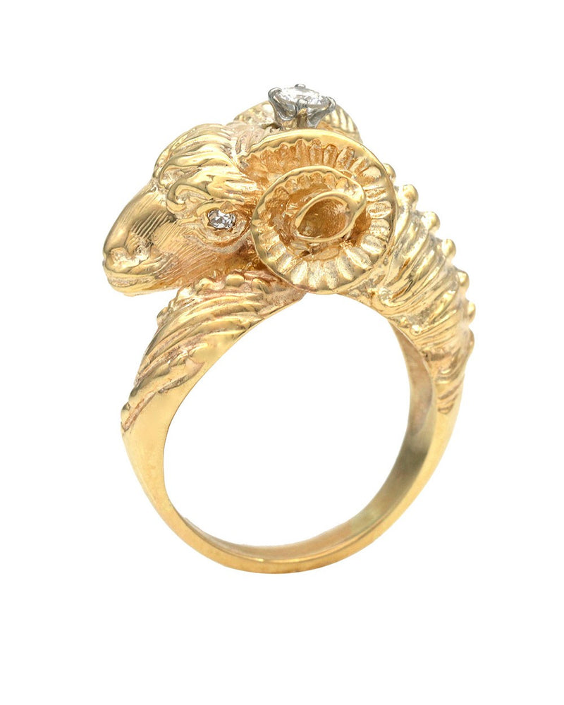 Rams Head Diamond Accent Ring