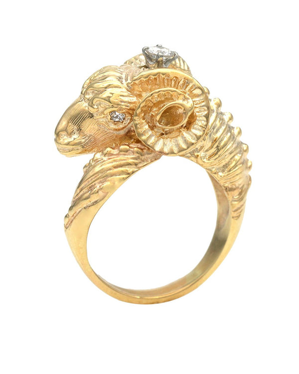 Rams Head Diamond Accent Ring