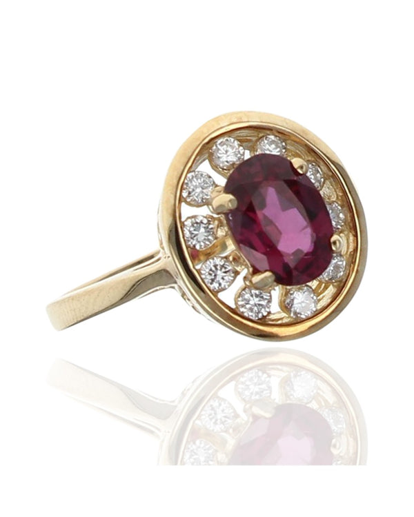 Ruby and Diamond Halo Ring