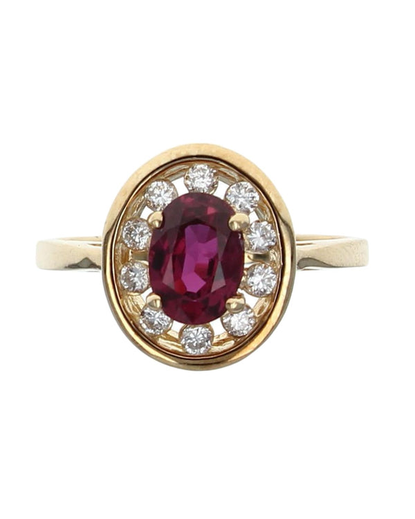 Ruby and Diamond Halo Ring