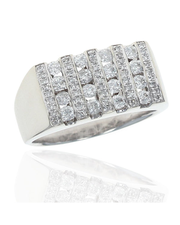 Gentlemans 9 Row Rectangular Top Diamond Band