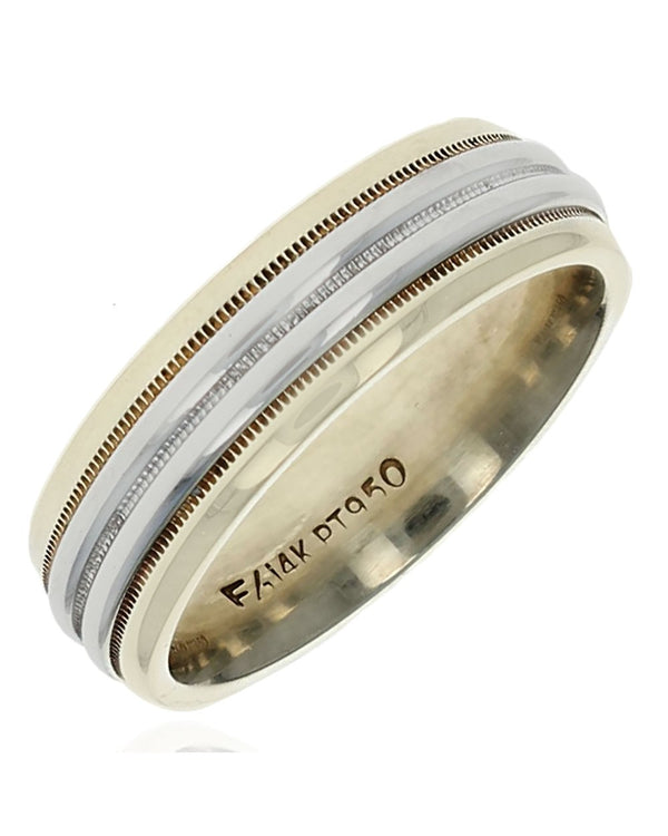 Grooved Milgrain Band in Platinum and Gold