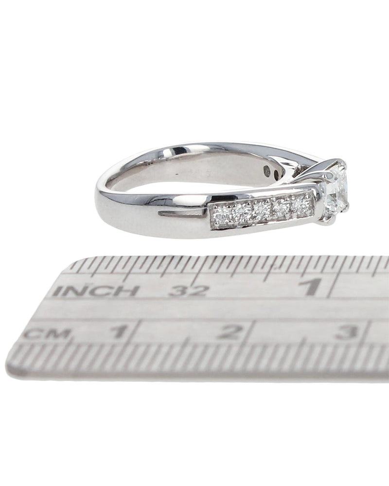 Princess and Round Diamond Square Shank Engagement Ring